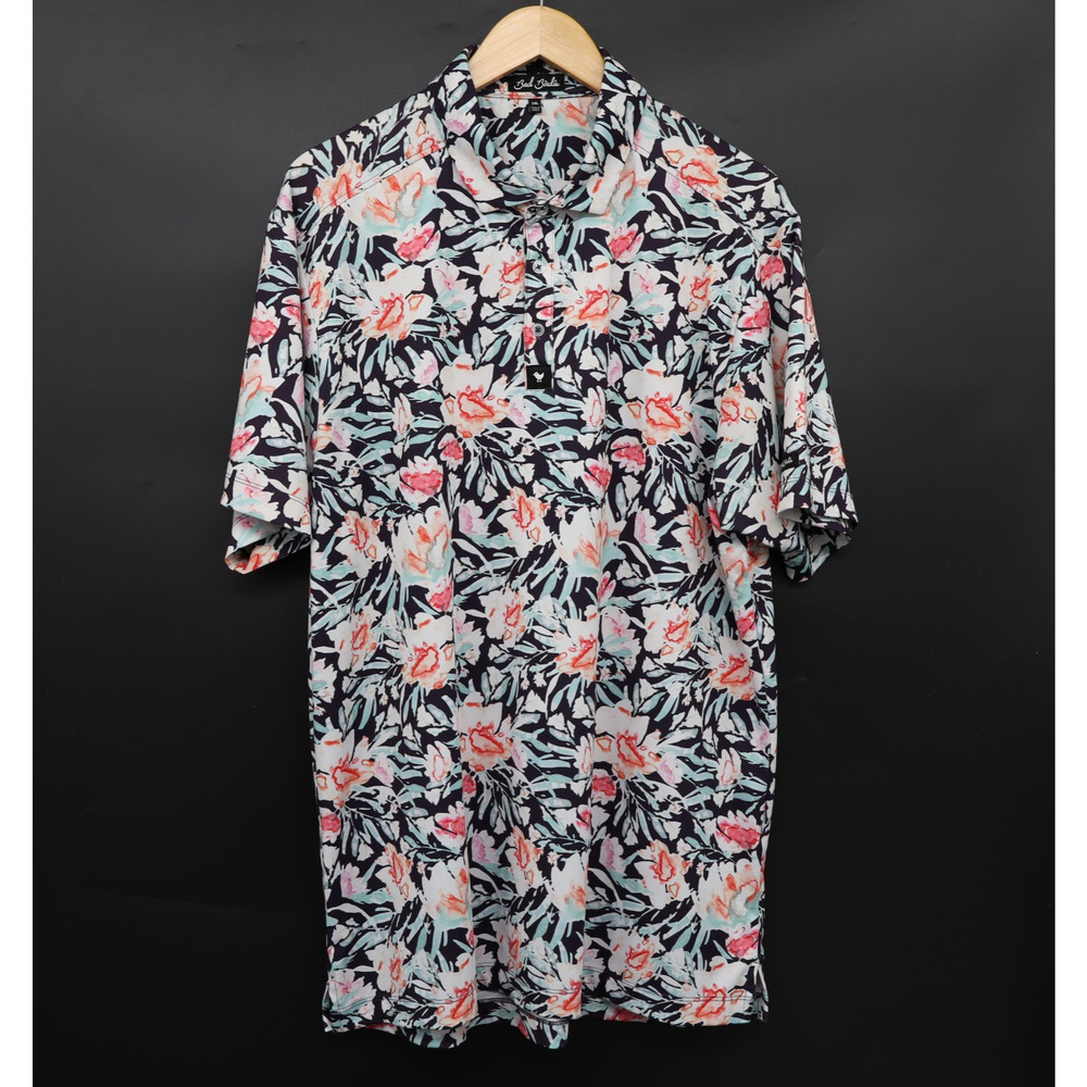 Bad Birdie Men's Performance Floral Print Golf Polo Multi Sz 2XL